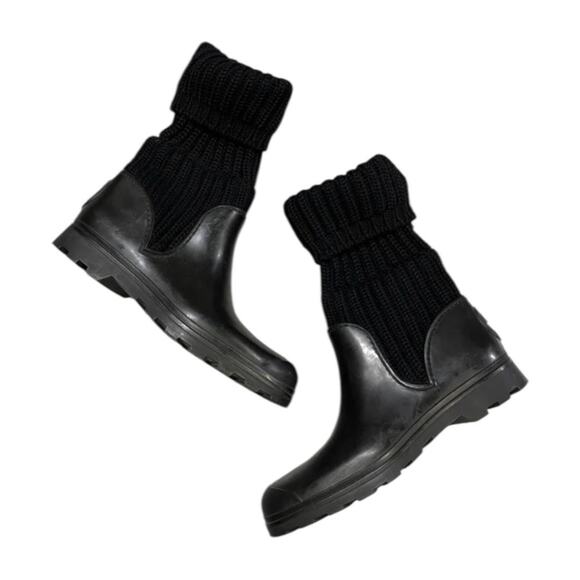 Gucci Aspen Lug Sole Wool Rubber Boots Black | Vintage 2000s - Picture 6 of 13